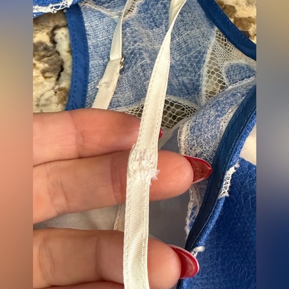 Tracey Reese by Anthropologie blue white eyelet dress sleeveless NWT sz 12 - Picture 17 of 17